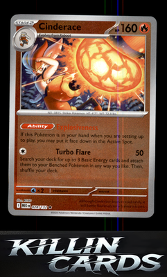 Reverse Holofoil Cinderace 028/132 Pokemon Rare ME01: Mega Evolution Card NM