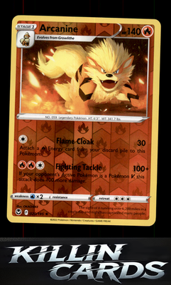 Reverse Holofoil Arcanine 020/195 Pokemon Rare SWSH12: Silver Tempest Card NM