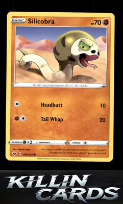 Silicobra (108) 108/202 Pokemon Common SWSH01: Sword & Shield Base Set Card LP