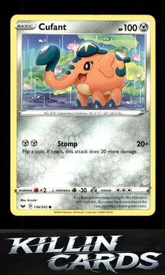 Cufant 136/202 Pokemon Common SWSH01: Sword & Shield Base Set Card NM