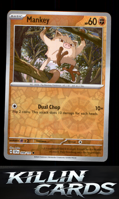 Reverse Holofoil Mankey 098/191 Pokemon Common SV08: Surging Sparks Card NM