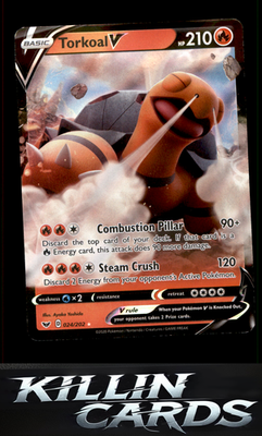 Torkoal V 024/202 Pokemon Ultra Rare SWSH01: Sword & Shield Base Set Card NM