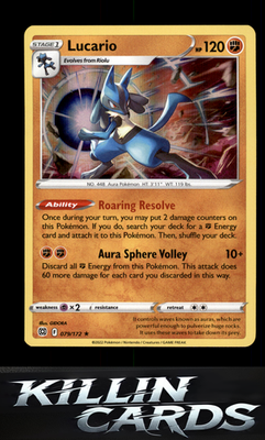 Lucario 079/172 Pokemon Holo Rare SWSH09: Brilliant Stars Card NM