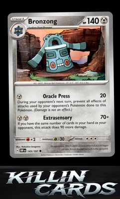 Reverse Holofoil Bronzong 145/197 Pokemon Uncommon SV03: Obsidian Flames Card NM