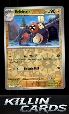 Reverse Holofoil Eelektrik 068/197 Pokemon Common SV03: Obsidian Flames Card NM