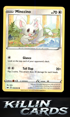 Minccino (145) 145/202 Pokemon Common SWSH01: Sword & Shield Base Set Card NM