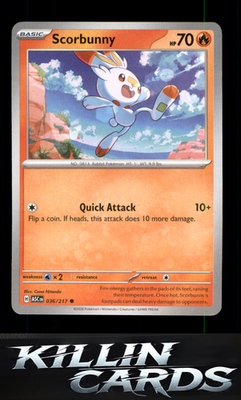 Scorbunny - 036/217 036/217 Pokemon Common ME: Ascended Heroes Card NM