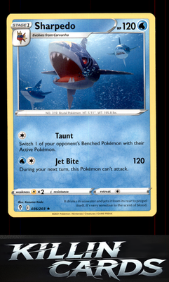 Sharpedo 036/203 Pokemon Rare SWSH07: Evolving Skies Card NM