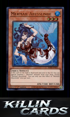 1st Edition Mermail Abysslinde RA04-EN011 YuGiOh Super Rare Quarter Century Stam