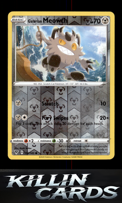 Reverse Holofoil Galarian Meowth 112/185 Pokemon Common SWSH04: Vivid Voltage Ca