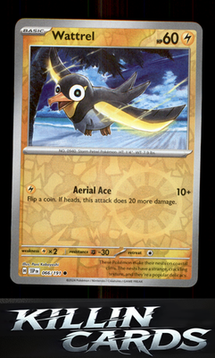 Reverse Holofoil Wattrel 066/191 Pokemon Common SV08: Surging Sparks Card NM