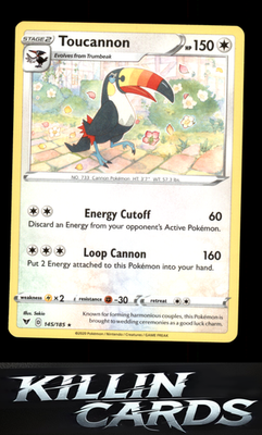 Toucannon 145/185 Pokemon Rare SWSH04: Vivid Voltage Card NM