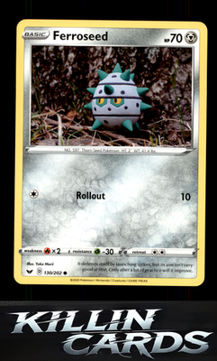 Ferroseed 130/202 Pokemon Common SWSH01: Sword & Shield Base Set Card NM