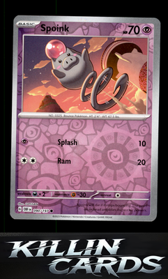 Reverse Holofoil Spoink 090/197 Pokemon Common SV03: Obsidian Flames Card NM