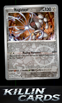 Reverse Holofoil Registeel 125/191 Pokemon Uncommon SV08: Surging Sparks Card NM