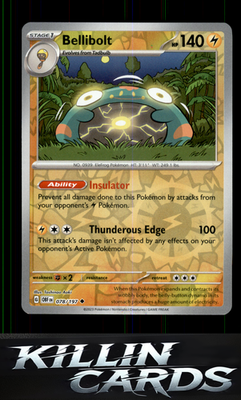 Reverse Holofoil Bellibolt - 078/197 078/197 Pokemon Uncommon SV03: Obsidian Fla