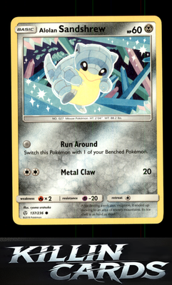 Alolan Sandshrew 137/236 Pokemon Common SM - Cosmic Eclipse Card NM