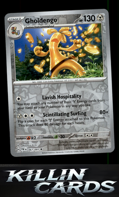 Reverse Holofoil Gholdengo 067/091 Pokemon Rare SV: Paldean Fates Card NM