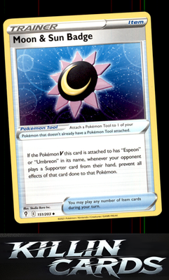Moon & Sun Badge 151/203 Pokemon Uncommon SWSH07: Evolving Skies Card NM