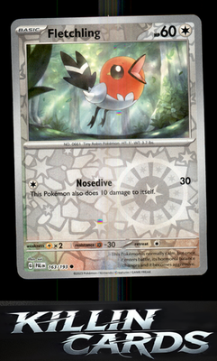 Reverse Holofoil Fletchling 163/193 Pokemon Common SV02: Paldea Evolved Card NM