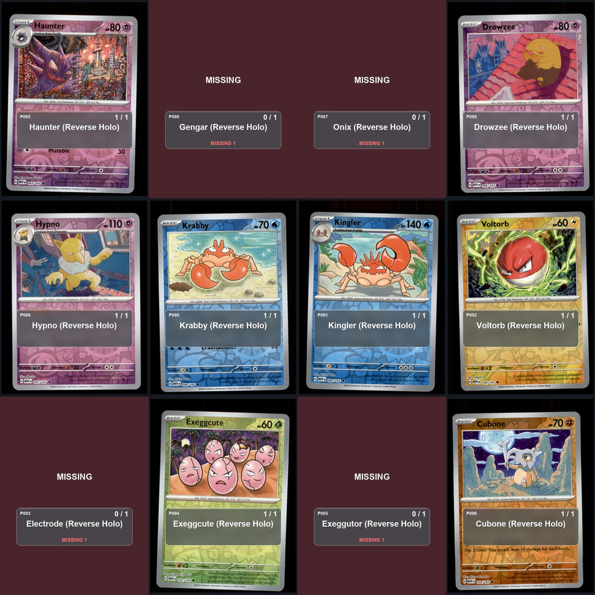 Pokemon TCG SV: Scarlet & Violet 151 Reverse Holo Master Set 114 Reverse Holo