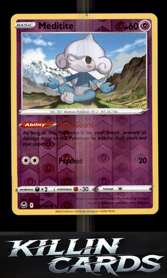 Reverse Holofoil Meditite 072/195 Pokemon Common SWSH12: Silver Tempest Card NM