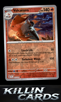 Reverse Holofoil Volcarona 025/191 Pokemon Common SV08: Surging Sparks Card NM