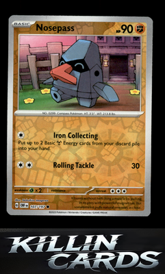 Reverse Holofoil Nosepass 107/197 Pokemon Common SV03: Obsidian Flames Card NM