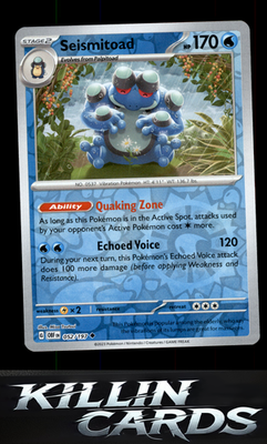 Reverse Holofoil Seismitoad 052/197 Pokemon Uncommon SV03: Obsidian Flames Card