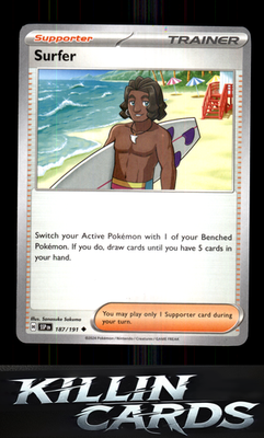 Surfer - 187/191 187/191 Pokemon Uncommon SV08: Surging Sparks Card NM
