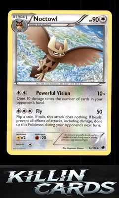 Noctowl 92/116 Pokemon Uncommon Plasma Freeze Card NM