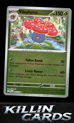 Reverse Holofoil Vileplume 003/094 Pokemon Rare ME02: Phantasmal Flames Card NM