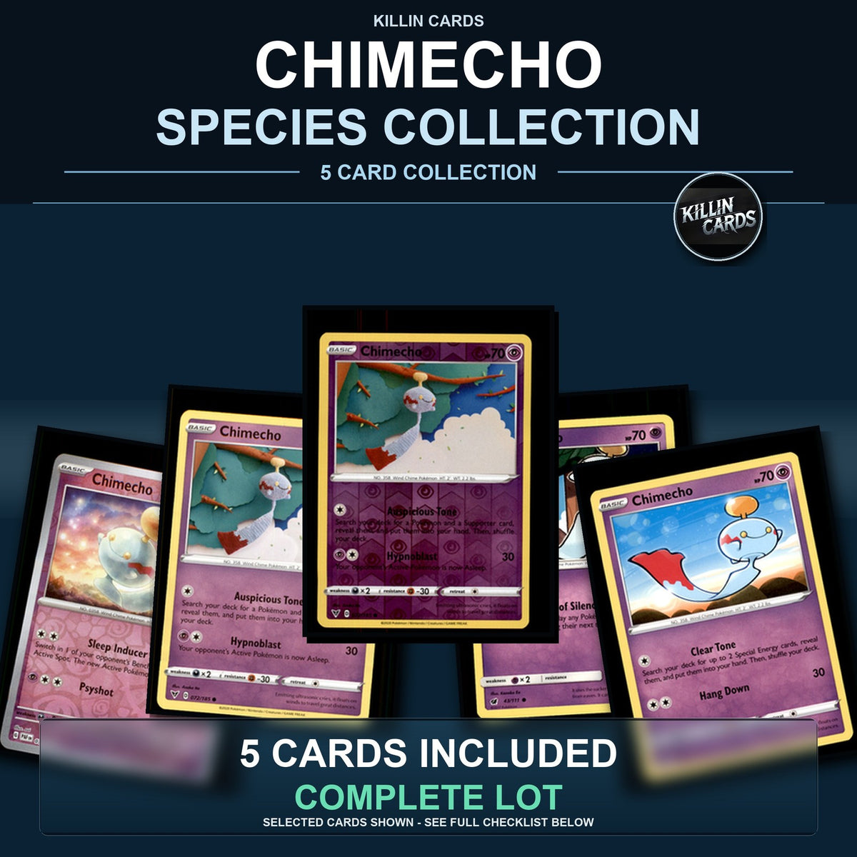 Pokemon TCG Chimecho Species Collection 5 Different Cards