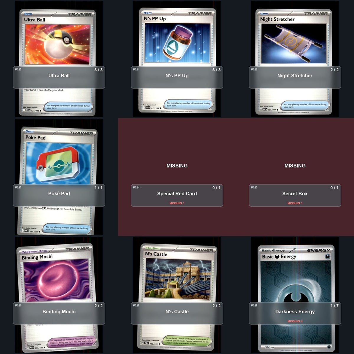 Partial Pokemon TCG NAIC 2026, New Orleans N's Zoroark Decklist 45 Cards Deck