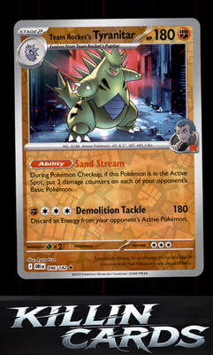 Reverse Holofoil Team Rocket's Tyranitar 096/182 Pokemon Rare SV10: Destined Riv