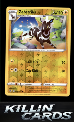 Reverse Holofoil Zebstrika 054/185 Pokemon Uncommon SWSH04: Vivid Voltage Card N