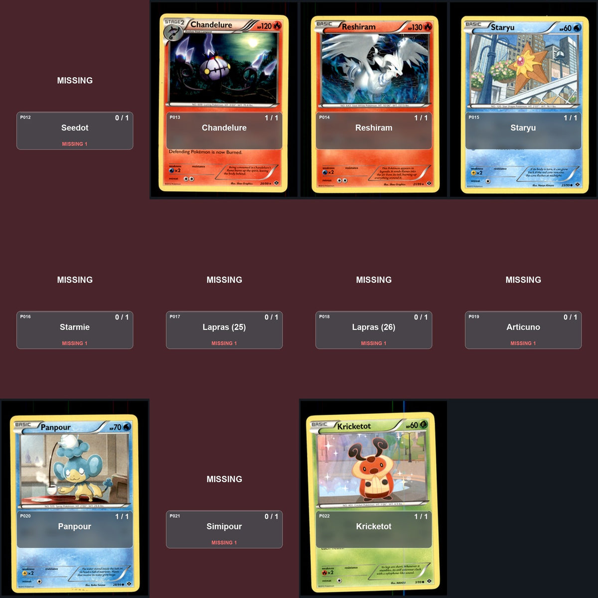 Pokemon TCG Next Destinies C/UC/R Standard Set 46 Cards