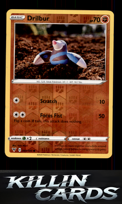 Reverse Holofoil Drilbur 091/185 Pokemon Common SWSH04: Vivid Voltage Card NM