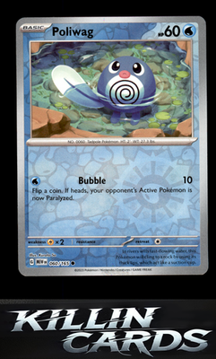 Reverse Holofoil Poliwag 060/165 Pokemon Common SV: Scarlet & Violet 151 Card NM