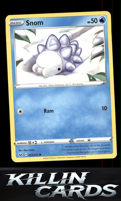 Snom 063/202 Pokemon Common SWSH01: Sword & Shield Base Set Card NM