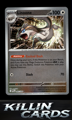 Reverse Holofoil Linoone 082/094 Pokemon Uncommon ME02: Phantasmal Flames Card N