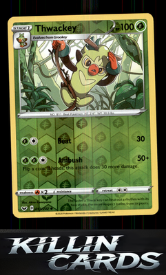 Reverse Holofoil Thwackey (013) 013/202 Pokemon Uncommon SWSH01: Sword & Shield