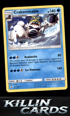 Crabominable 43/149 Pokemon Rare SM Base Set Card LP