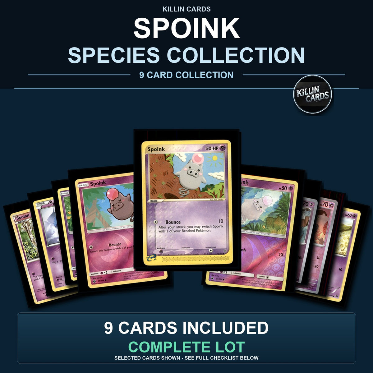 Pokemon TCG Spoink Species Collection 9 Different Cards