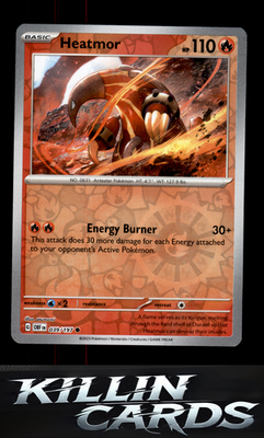 Reverse Holofoil Heatmor 039/197 Pokemon Common SV03: Obsidian Flames Card NM