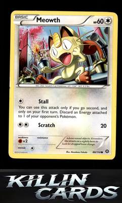 Meowth 88/114 Pokemon Common XY - Steam Siege Card LP