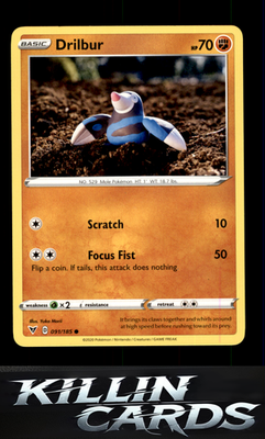 Drilbur 091/185 Pokemon Common SWSH04: Vivid Voltage Card LP