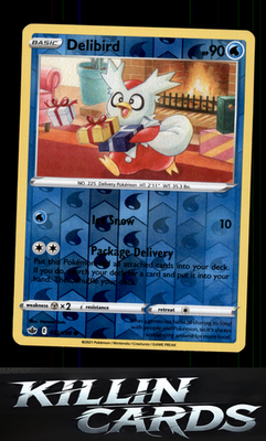 Reverse Holofoil Delibird 032/198 Pokemon Common SWSH06: Chilling Reign Card NM