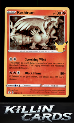 Reshiram 002/025 Pokemon Holo Rare Celebrations Card NM