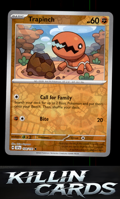 Reverse Holofoil Trapinch 104/191 Pokemon Common SV08: Surging Sparks Card NM